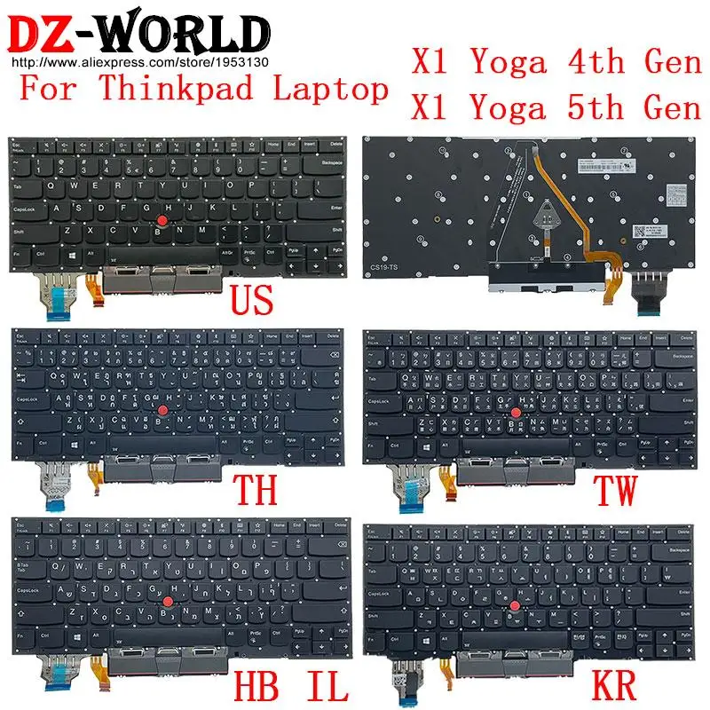

US TH TW KR HB IL Keyboard for Lenovo Thinkpad X1 Yoga 4th 5th Gen 4 5 Laptop Thai Hebrew Israel Traditional Korean English