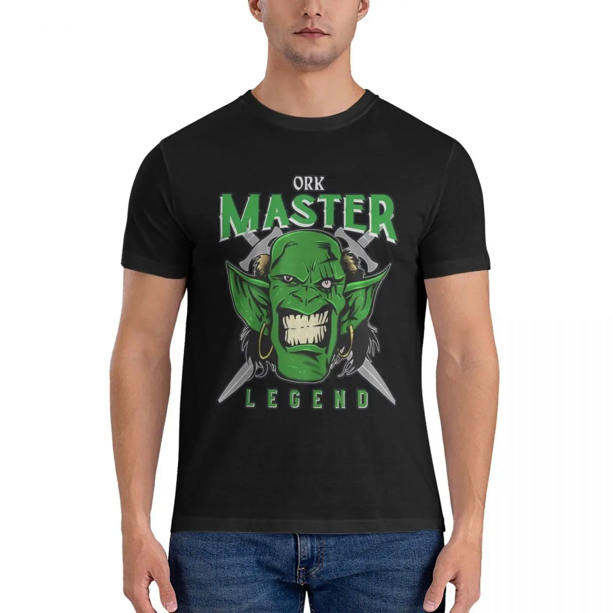 Men T-Shirt Ork Master Legend _ Warrior Ork Pure Cotton Tee Shirt Ork waaagh T Shirt Crew Neck mens official-website tops fugees