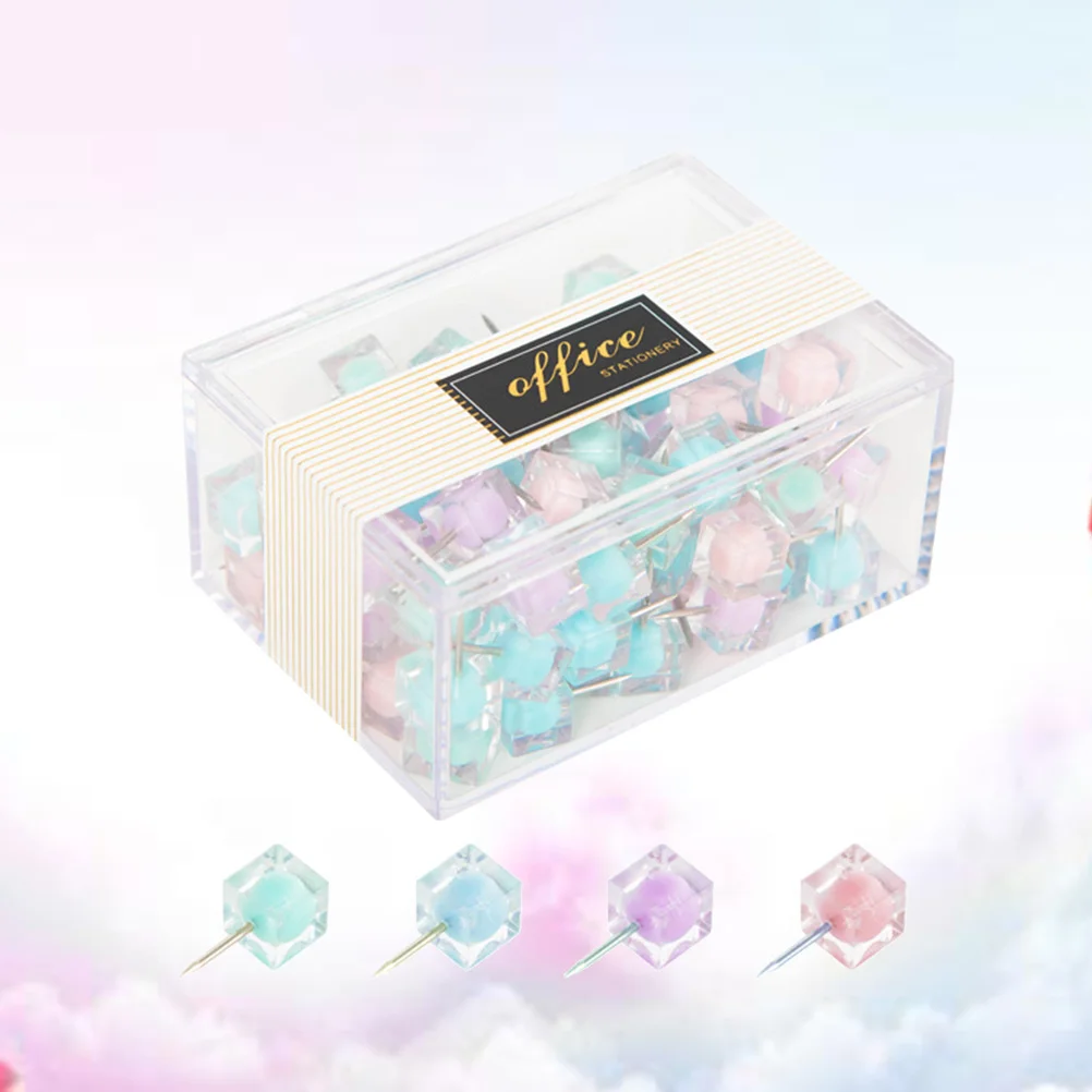 80個入り マルチカラー プッシュピン クリエイティブ画鋲 家庭 オフィス 学校 掲示板 ホワイトボード用 プッシュピン クリア画鋲