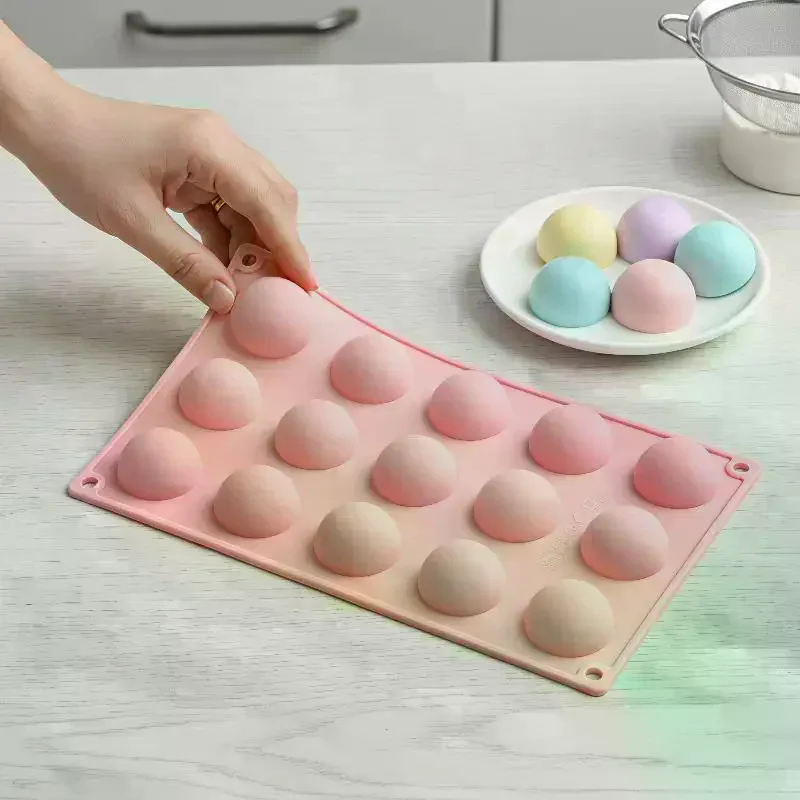 15 Holes Half Ball Sphere Round Silicone Mold 3D Brownie Pudding Mousse Chocolate Dessert DIY Baking Cake Decoration Tool