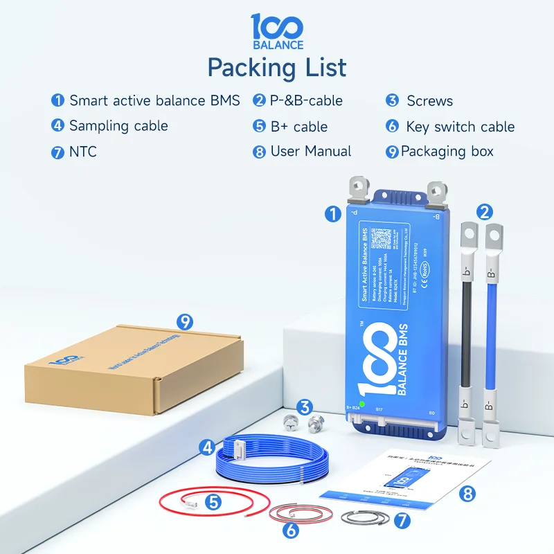 BMS 1A Active Balance 8s-24s BT Protective board 8S 24v 36v100A Lifepo4 Li-ion LTO Battery 3S~8S Smart BMS