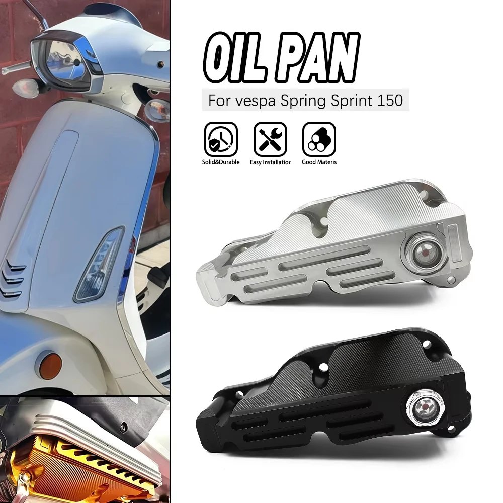 

Motorcycle Silver Engine Oils Bottom Potn Oil Pan For Vespa Primavera Sprint 150 Replacement Repair Aluminum Parts