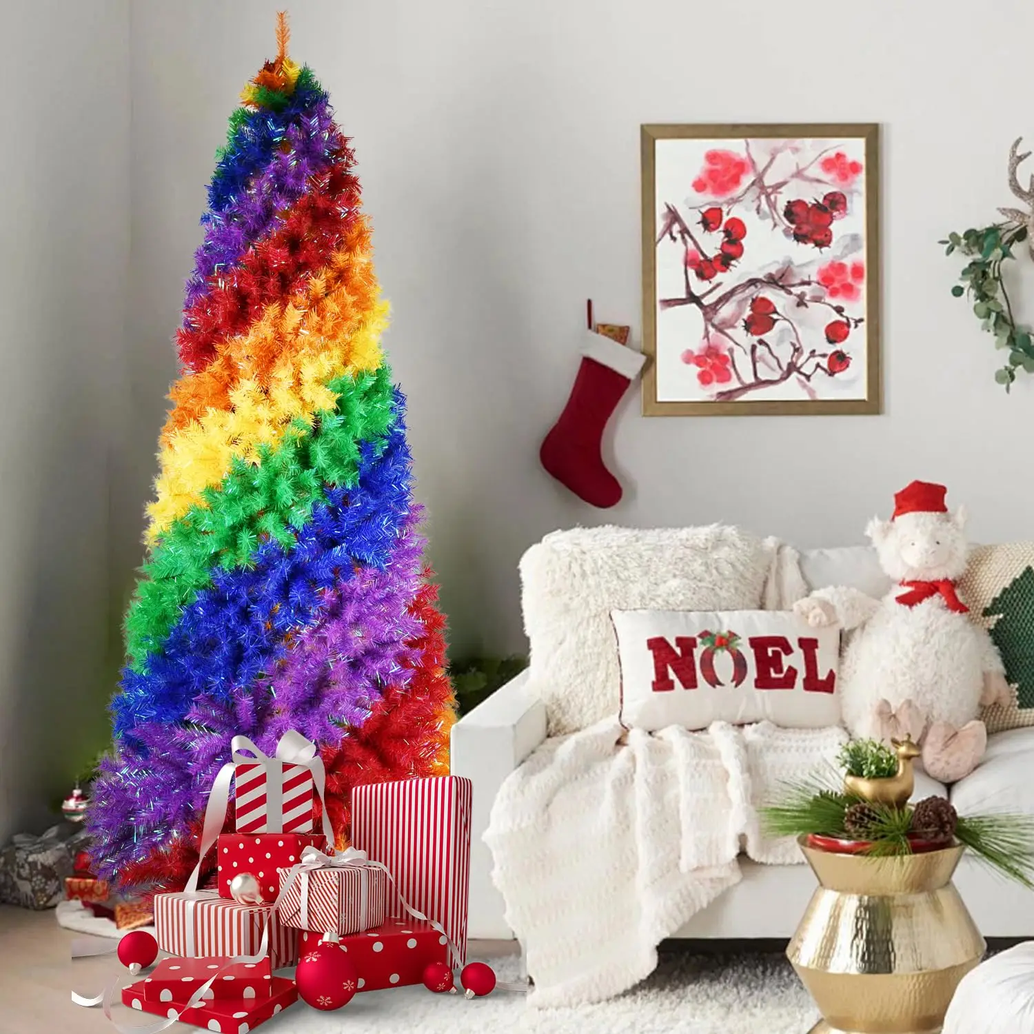 7.5ft Rainbow Spiral Christmas Tree, 1825 PVC Branch Tips