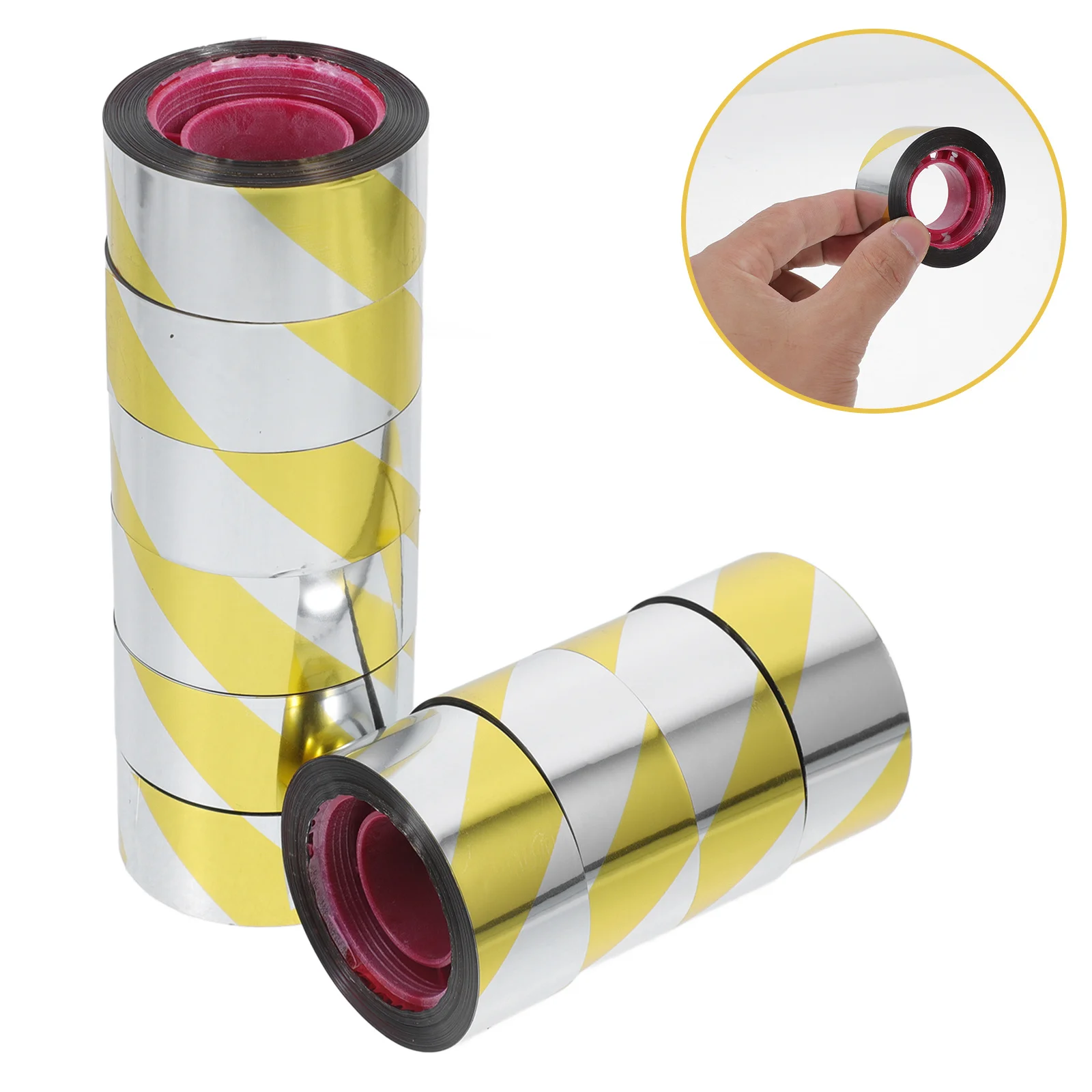 

10 Rolls Yellow White Warning Tape 2.4cmx50m Safety Barrier Tape Waterproof Caution Floor Pipe Wall Marking