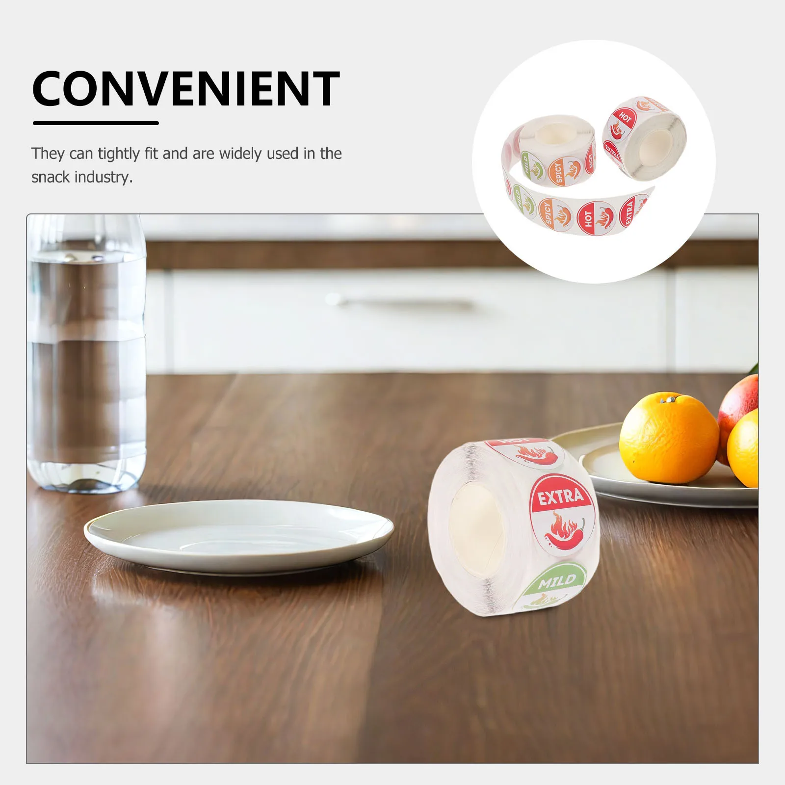 5 قطعة 5 لفات 4 مستويات ملصقات حارة ملصقات توابل مستديرة للصلصة الساخنة التوابل الجرار الفلفل الحار تحذير الشارات-حذر الطعام