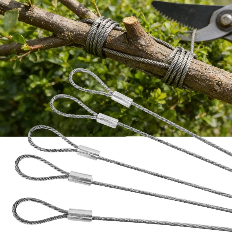 Steel Wire Rope with Fastened Eye Loops Sling Cable Lifting Assemblies Fishing Lifting Cable Clothesline Pull Cord Wire Rope