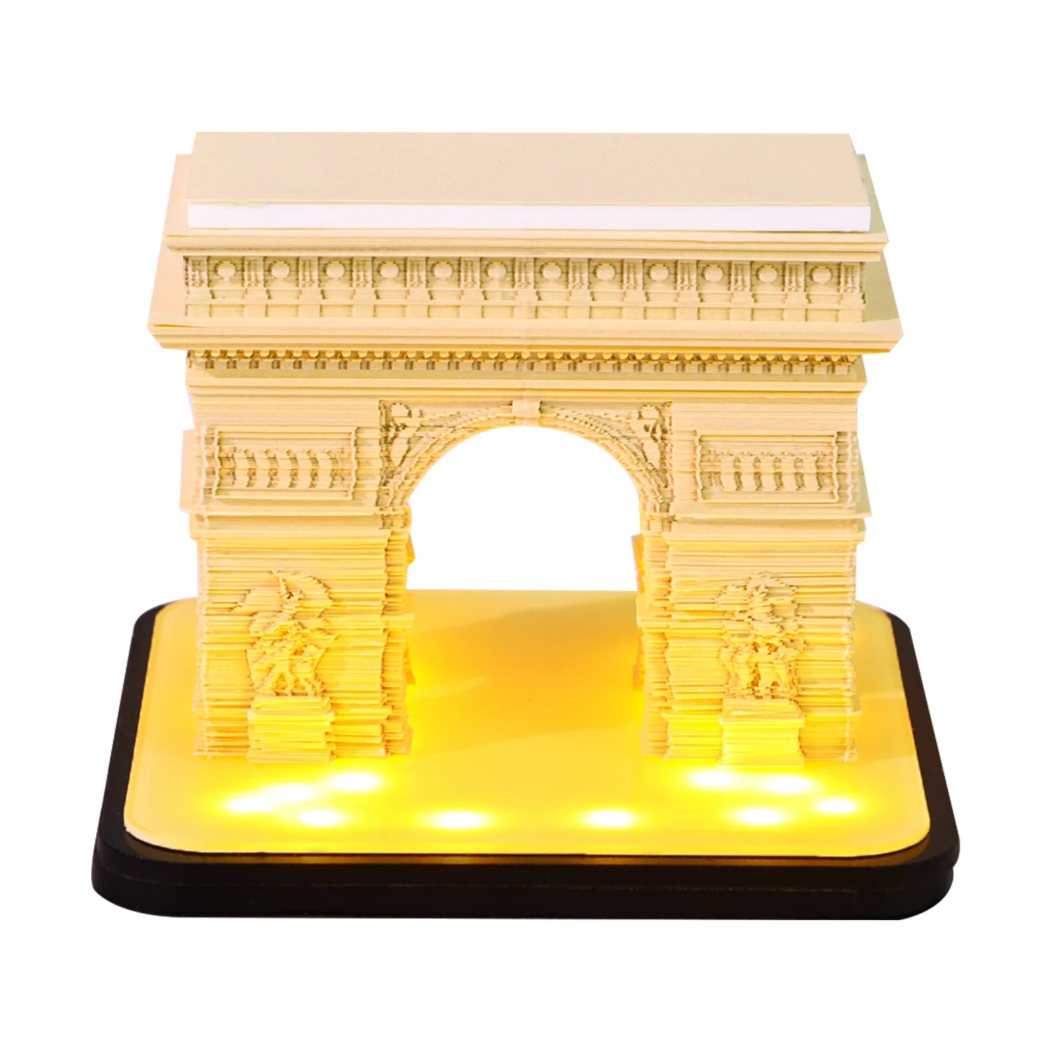 

Creative Tear-off Laser Paper-cut Craft - 3D Arc de Triomphe 3D Desk Calendar for Daily Time Recording Home Office Decoration