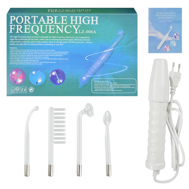 4 In 1 High Frequency Facial Machine Electrode Glass Tube Wand Acne Spot Remover Facial Skin Care Tools Home Use Beauty Devices