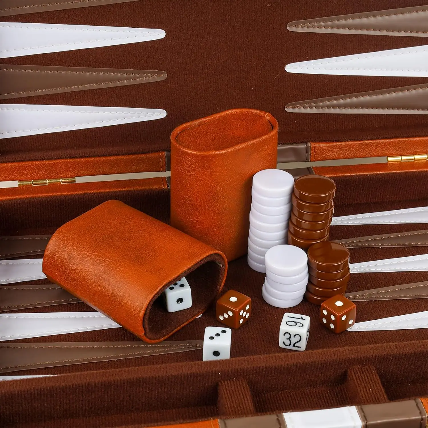Backgammon Set Classic Folding Board with Leather Case, Portable Travel Game, Ideal Gift Package for Strategy Lovers