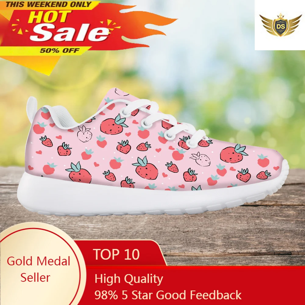 

Kawaii Strawberry Shoes Giraffe Dog Hippo Antislip Mesh Sneakers Brand Custom DIY Breathable Round Toe Kids Shoes For Girl Tenis