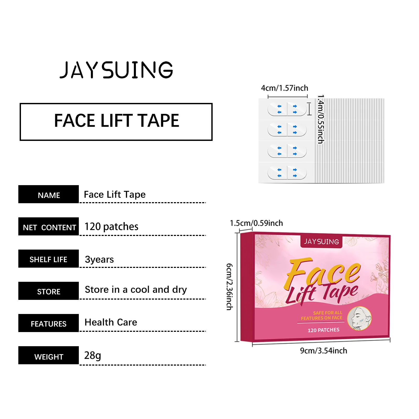 페이스 리프트 테이프 투명 고탄력 V라인 리프트 패치 얼굴 목 턱 눈가 피부 관리 도구