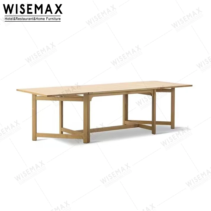 

FURNITURE Modern Multi-functional Foldable Oak Wood Table Rectangle Wooden Folding Dining Table for Home Apartment