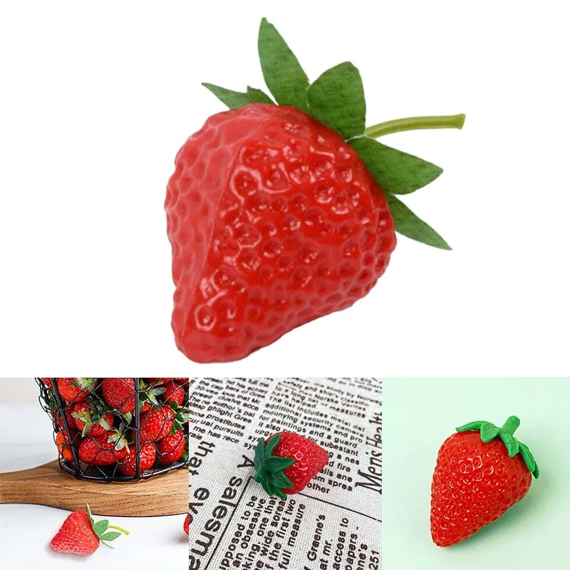 10pcs Artificial Fruit Fake Strawberry Plastic Simulation Strawberry Ornament Craft Photography props Christmas Home Decor