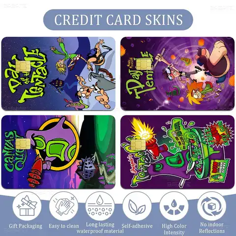 Day Of The Tentacle Classic Vintage Anime Spend Or Save Shell On Off Ultradünne, verblassende Aufkleber-Hautabdeckung für Debit-Kreditkarten