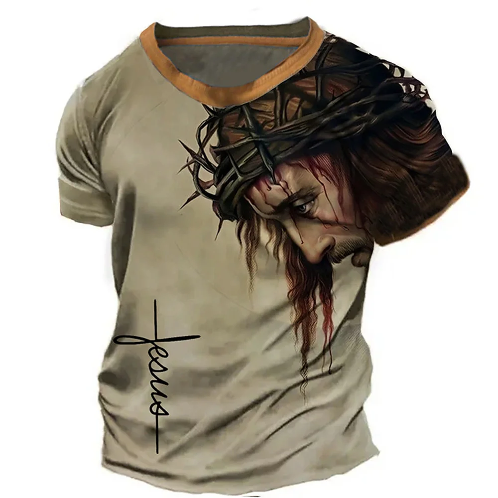 Jesus Christ Fashion Print T-shirts For Men Summer Casual Loose Short Sleeve Tee Shirts Harajuku Streetwear Oversized Tops 6XL