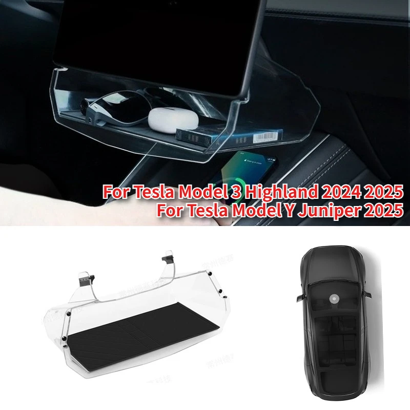 

Автомобильный ящик для хранения Tesla Model Y Juniper 2025, скрытый органайзер для хранения, лоток под центральным экраном управления, модель 3 2025