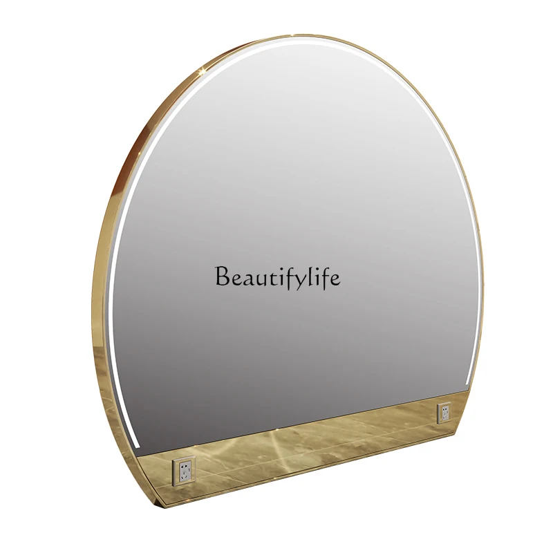 

Barber Shop Floor Large round Mirror Stainless Steel Single and Double-Sided Hair Cutting Mirror