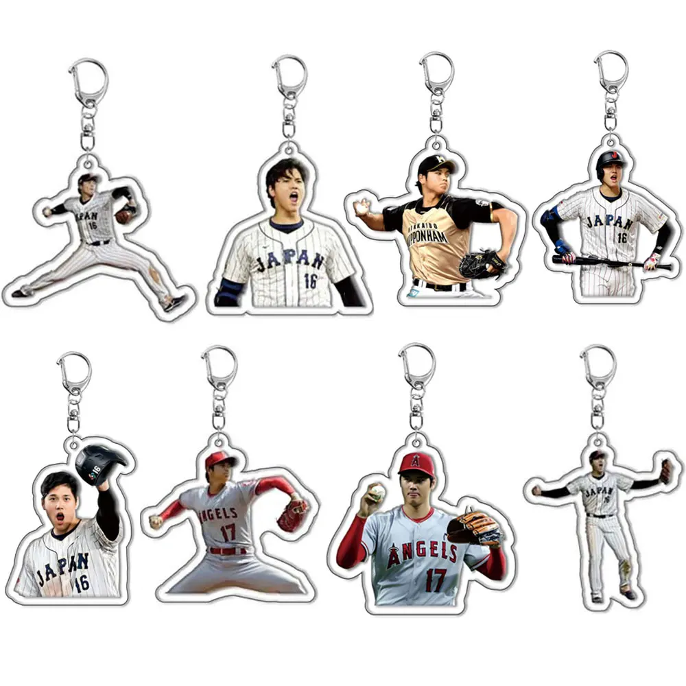 Anime Shohei Otani giocatore di Baseball portachiavi acrilico figure di cartoni animati ciondolo portachiavi per auto accessori per gioielli