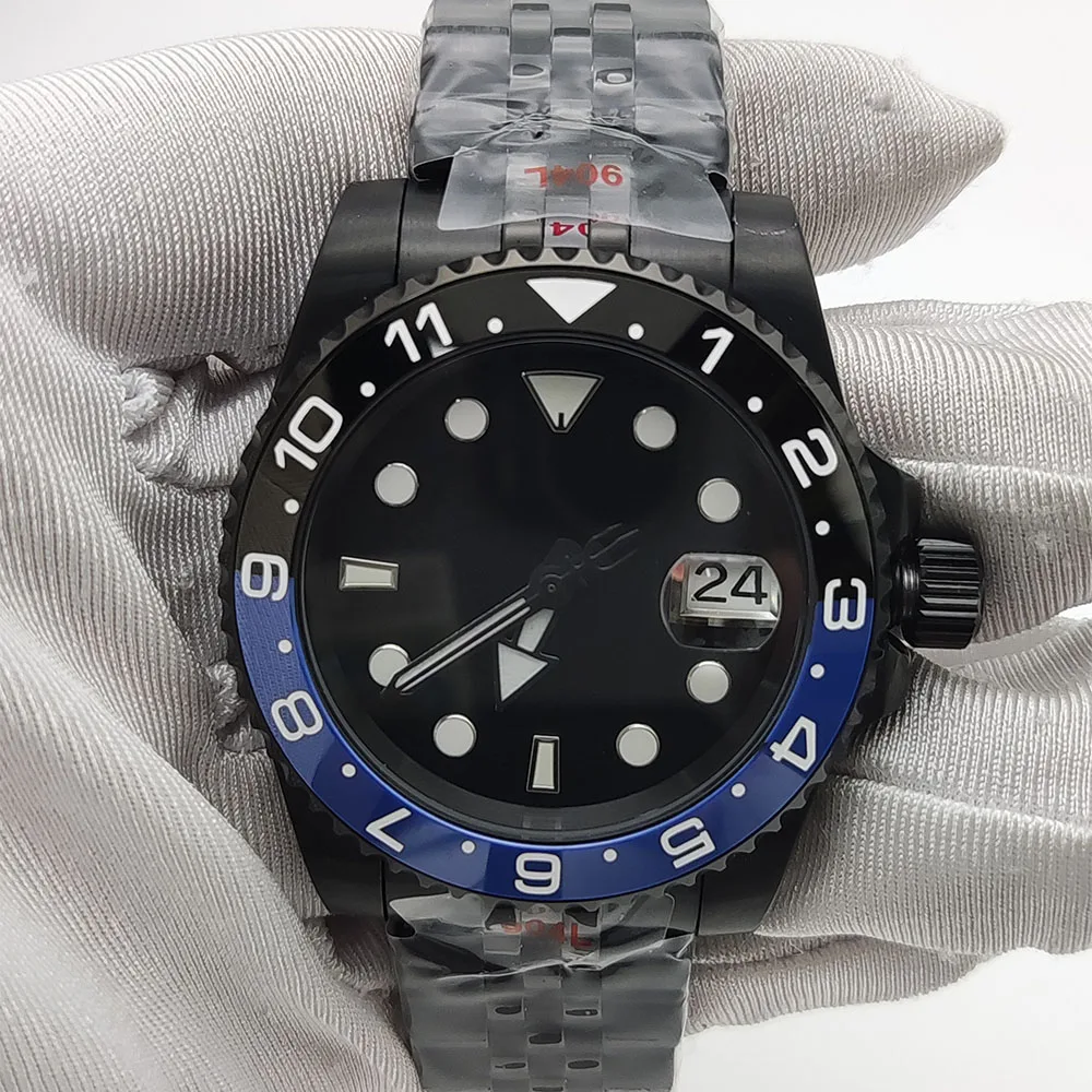 Montre d'affaires à la mode pour hommes, montre noire en acier inoxydable, verre saphir, cadran Shoous