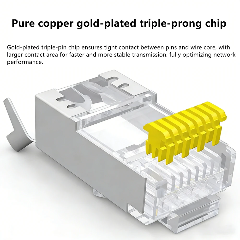 10PCs Cat6A Cat7 through Shielded RJ45 Gold Plated  Connectors Fast Transmission Data Plug Crystal Head for Networking image 3
