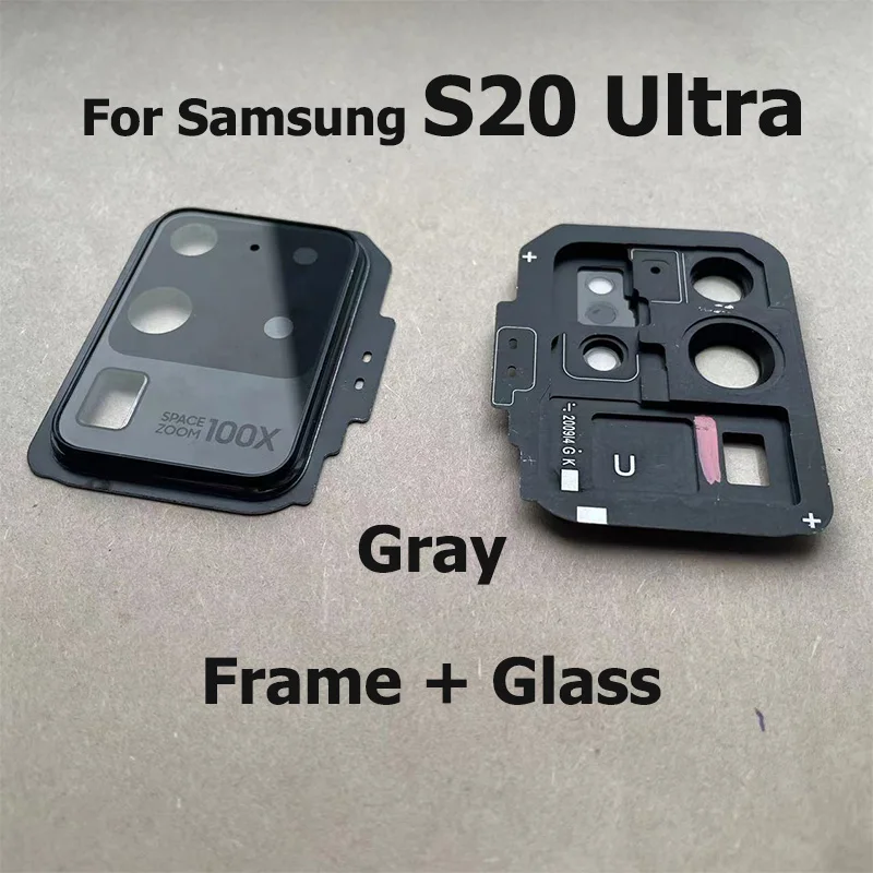 For Samsung Galaxy S20 Ultra Back Rear Camera Glass Lens Cover With Frame Glue Adhesive Holder SM-G988B/DS Replacement