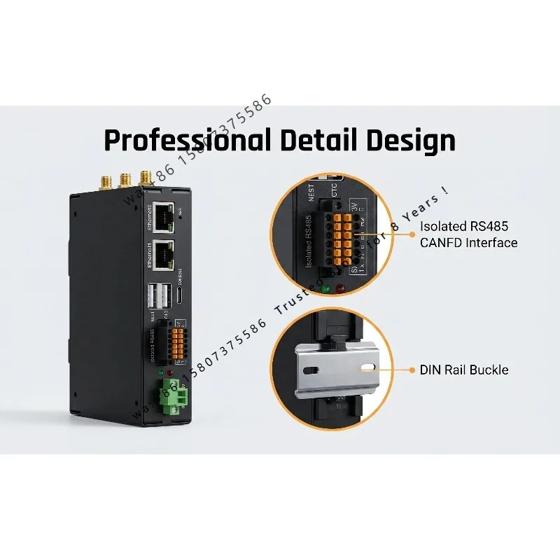 Ubuntu24.04 Open Source TM-CP2B Edge Data Collector 4G-LTE Ethernet GPIO CANFD RS485 DIN Rail Support Modbus TCP For Industrial