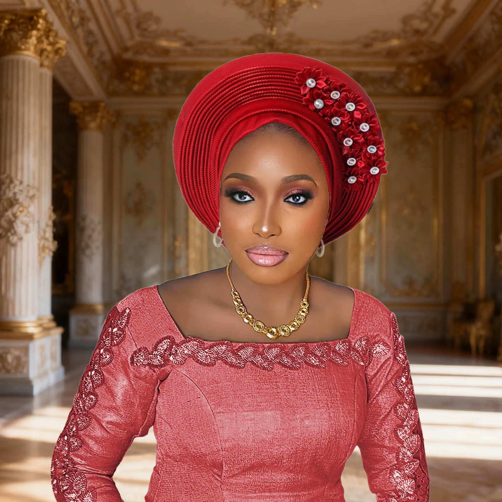 Luxurious Headwrap Hat Layered Silk Design for Wedding Party Formal Wear Adjustable Ties Elegant Bridal Accessory Gift