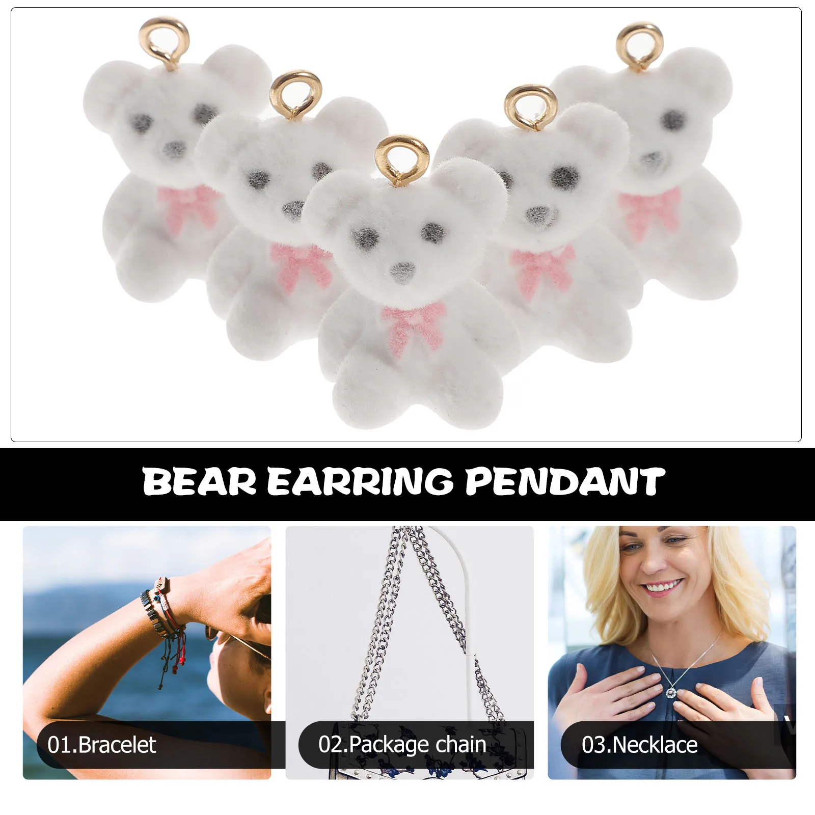 

10Pcs DIY Resin Bear Charms Cute Cartoon Pendants for Earrings Necklaces Jewelry Making Findings Charms for Earrings