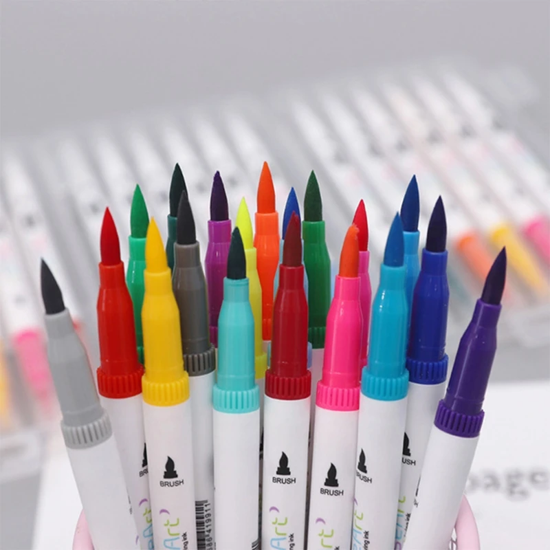 12/18/24 szt. Różne kolory podwójna końcówka elastyczny pędzel kolorowy Fineliner porady długopis artystyczny zestaw markerów akwarelowych do rysowania napisów