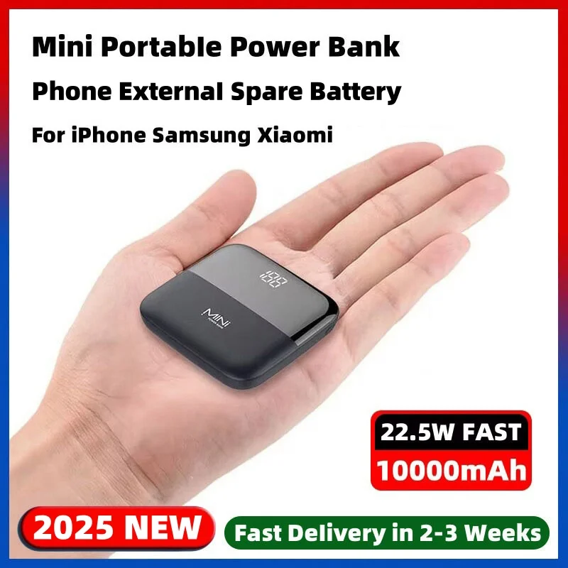 

Mini Powerbank 10000mAh Portable Power Bank External Auxiliary Spare Battery Phone Fast Charger For Apple iPhone Samsung Xiaomi