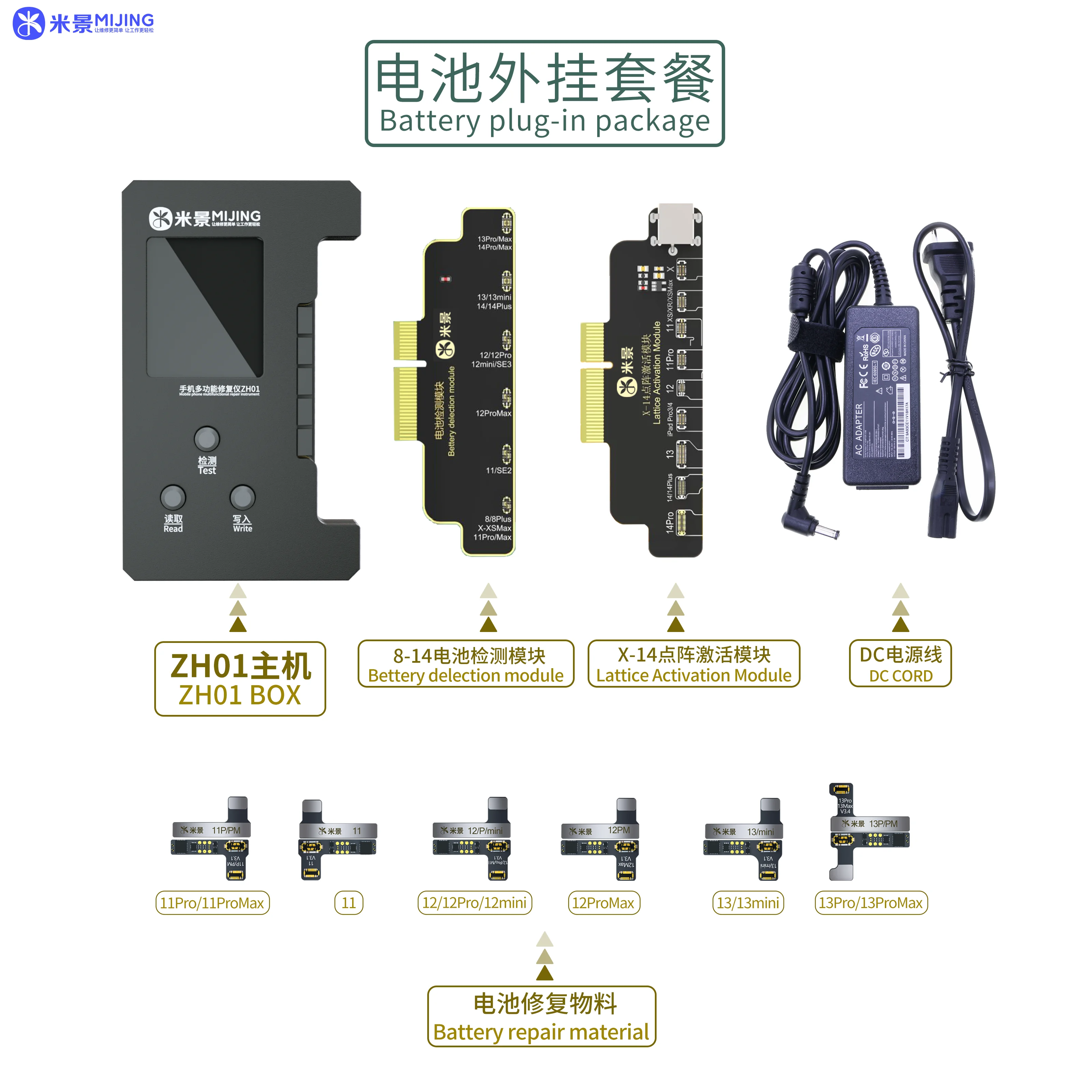 MIJING ZH01 Battery Tag-on Flex Cable,For Phone X XS 11 12 13 14