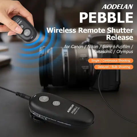 Camera Wireless Remote Control Shutter Release for Selected Canon Nikon Sony Fujifilm Cameras; Bulb, Continuous & Delay Shooting