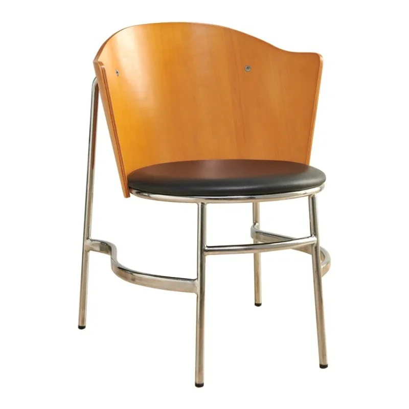 Nordic medieval Bauhaus dining chair furniture leather steel pipe balcony study simple solid wood cafe chair
