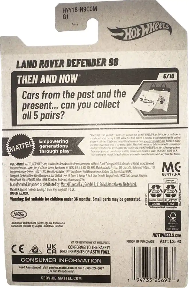 Hot Wheels ZAMAC Limited Series Cars Land Rover Defender 90 1/64 Metal Die-cast Model Toy Vehicles