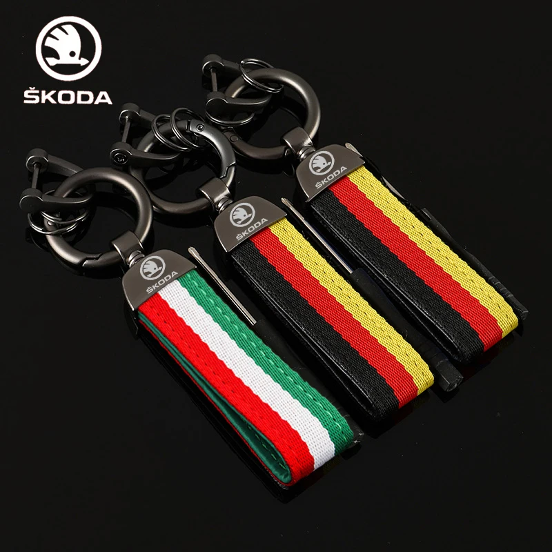 1Pcs Car Keychain Nylon Lanyard Keyring Key Chain for Skoda Kodiaq Octavia 2 3 Yeti Karoq Rapid Fabia Scala A5 Keys Accessories