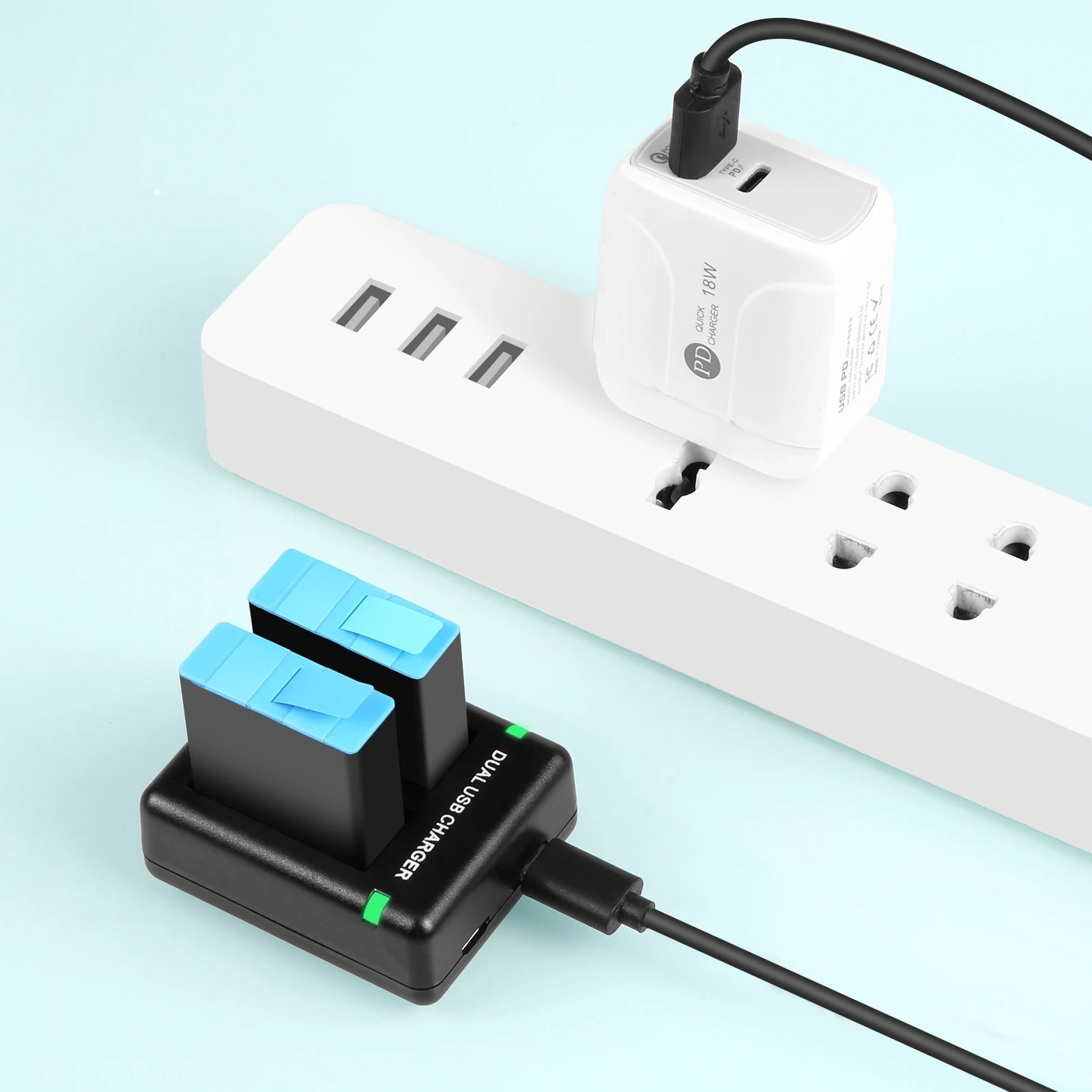 Puluz usb Dual-Batterie-Ladegerät für gopro hero11 schwarz/hero9 schwarz/hero10 schwarz