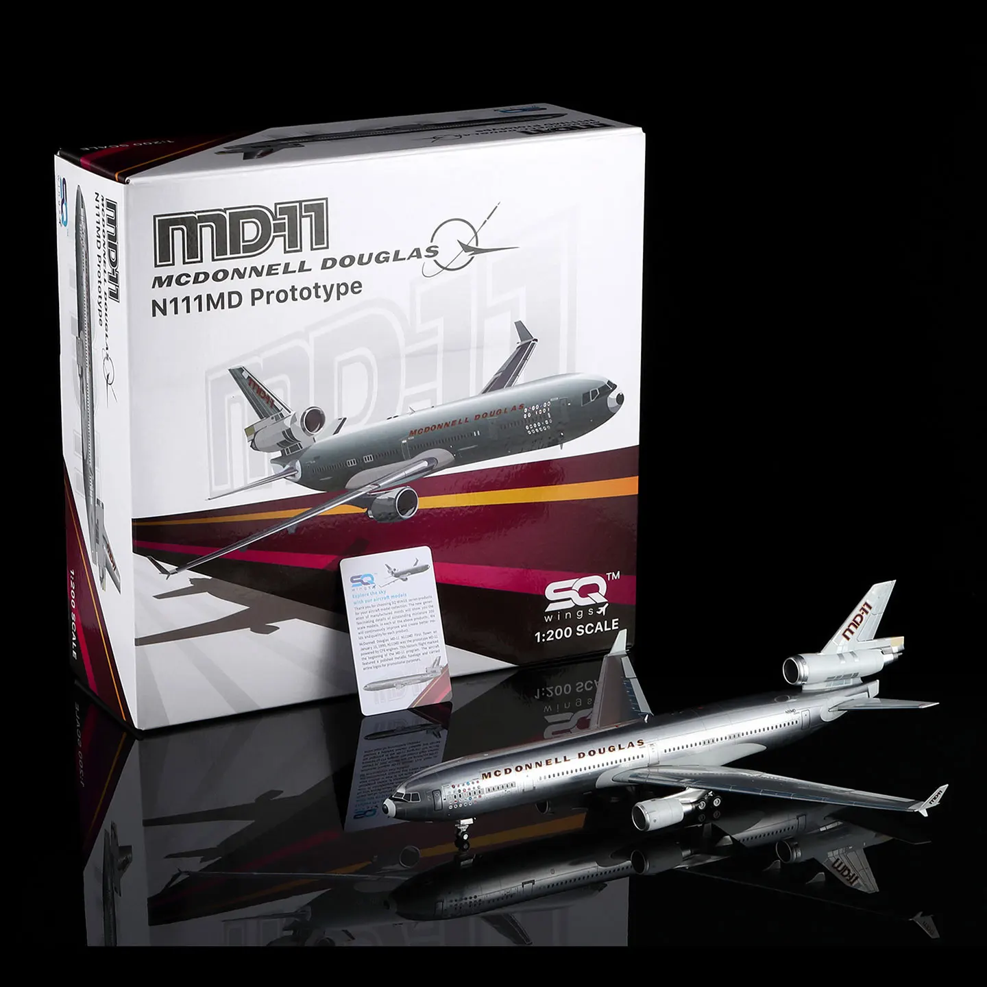L2105 طائرة قابلة للجمع هدية أجنحة SQ 1:200 ماكدونيل دوغلاس MD-11 [لون المنزل[ نموذج طائرة دييكاست N111MD