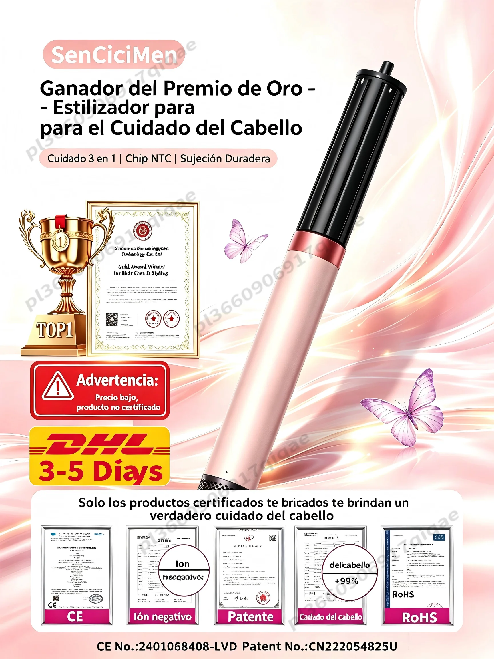 SenCiciMen, secador de pelo multifuncional con iones negativos, 1500 W, 6 en 1, con función de secado rápido, para crear rizos, dar volumen y alisar el cabello.
