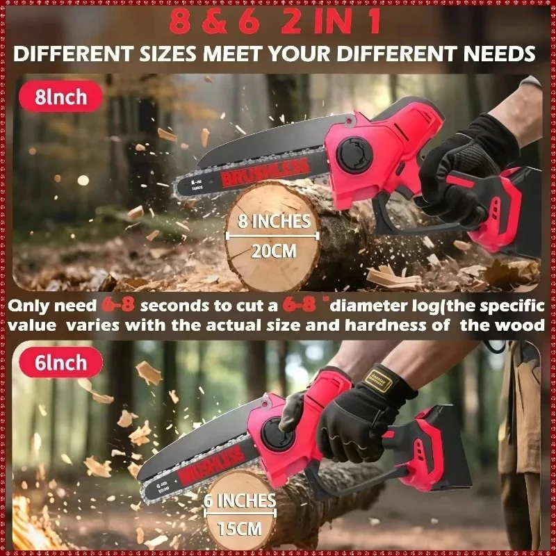 Cordless Brushless Mini Electric Chain Saw Pruning Saw Garden Cutting Power Tool Compatible For Milwaukee Battery view 2
