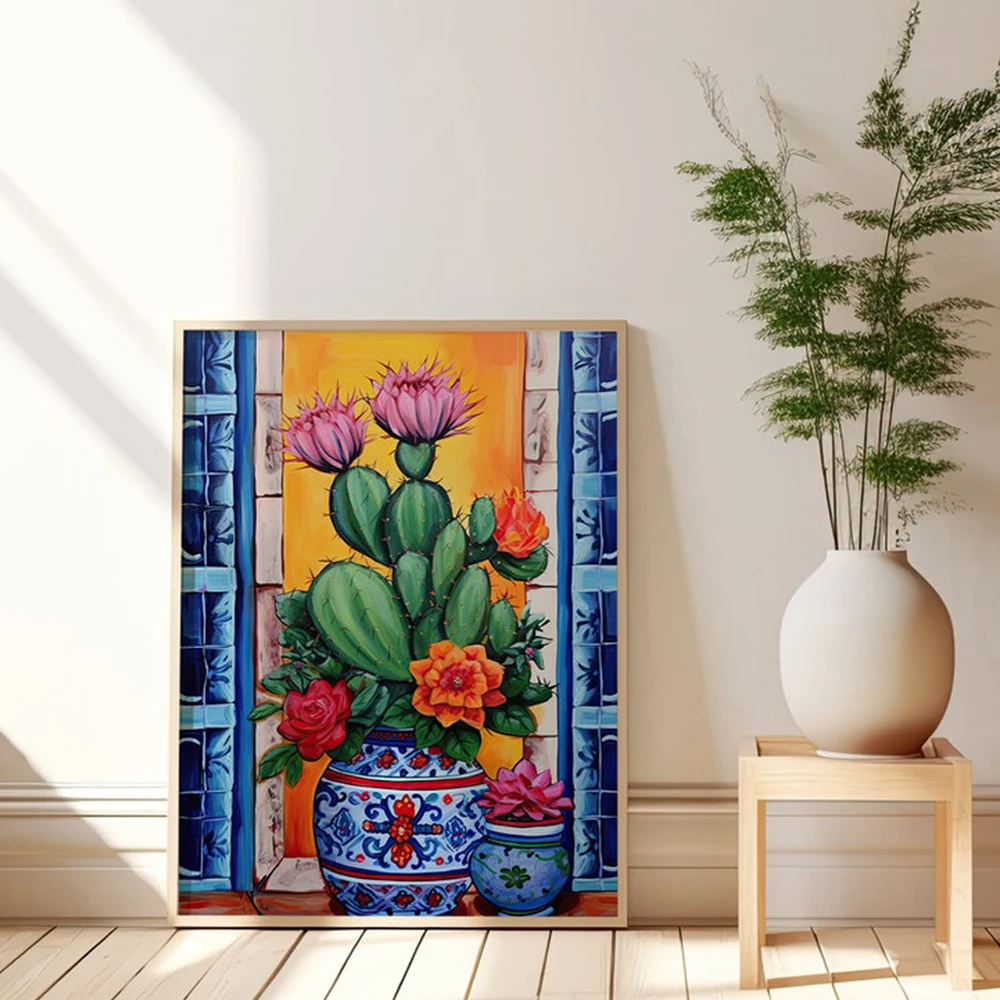 Modern Floral Cactus Mexican Mexico Southwest Art Wall Art Prints Canvas Painting Poster Pictures For Living Room Home Decor