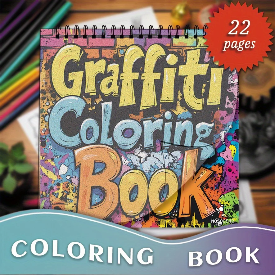 

Adult coloring book - 8.27 x 8.27 inches, 22 pages. Street art style, the perfect gift for creative lovers.