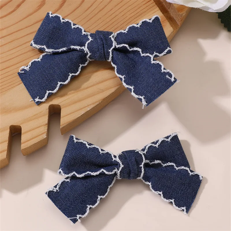 2/8 Stück/Set Star Denim Bow Haarspangen – Alligator-Clips für doppelte Pferdeschwänze, niedlich und vielseitig, ein unverzichtbares Accessoire für den Alltag. – Detail 8