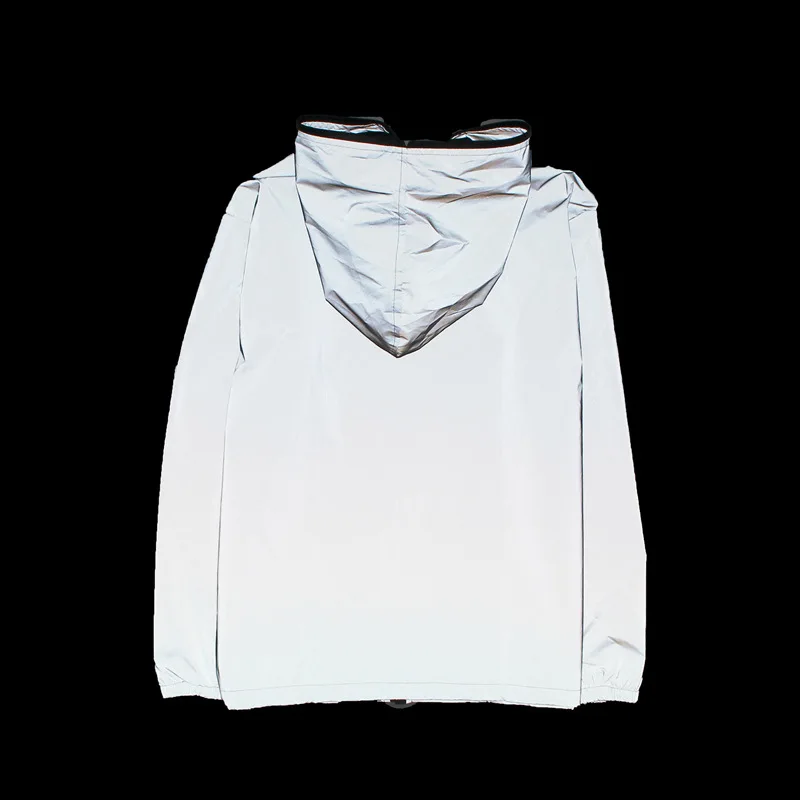 Autumn New Night Reflective Jackets Double Fabric Windbreaker Hooded Jacket Men Hip Hop Dancer Waterproof Zipper Coats Outwear