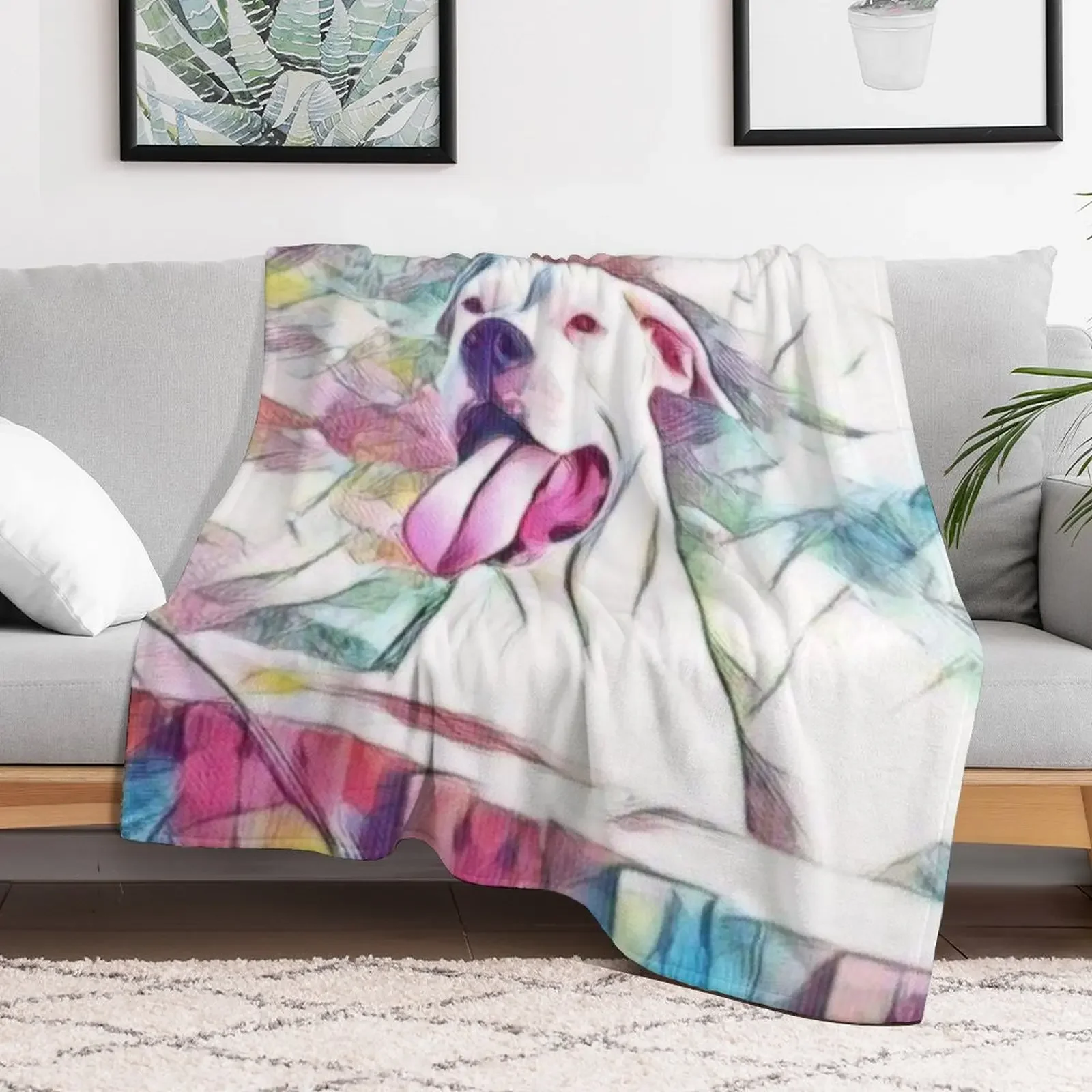 Stunning Dogo Argentino dog Throw Blanket Wrinkle Resistant Lightweight Blanket