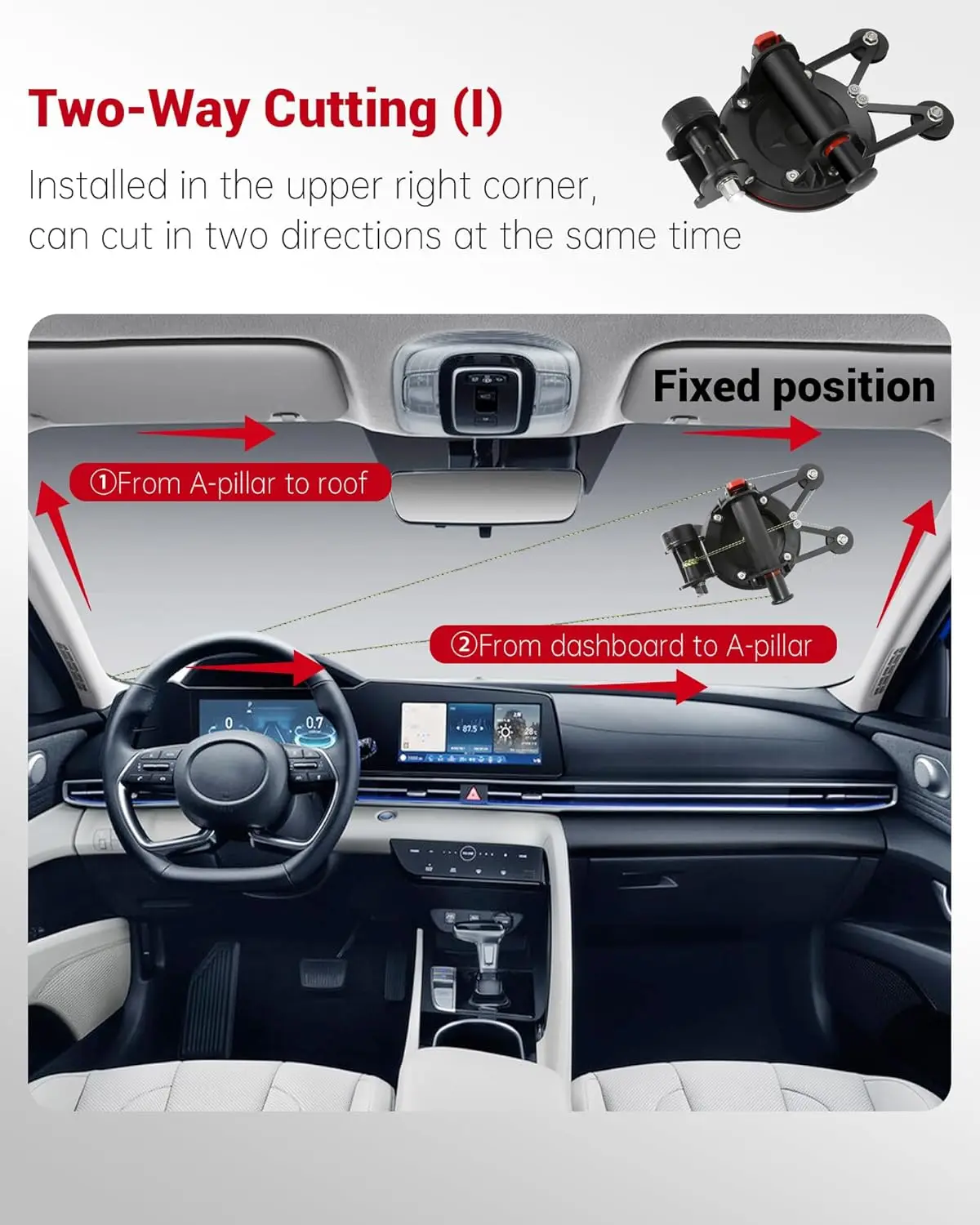 自動車用フロントガラス取り外しツールキット、デュアルカット、ロック機能付き、車とトラック用のスレッダーとカッター付き