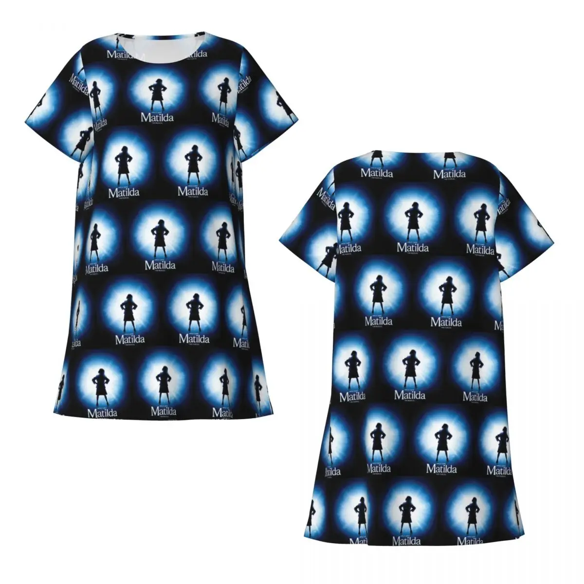 Custom Roald Dahl Matilda The Musical Short Sleeves Nightdress For Sleepshirts Women Short Sleeve Nightgowns Loose Pajama Dress