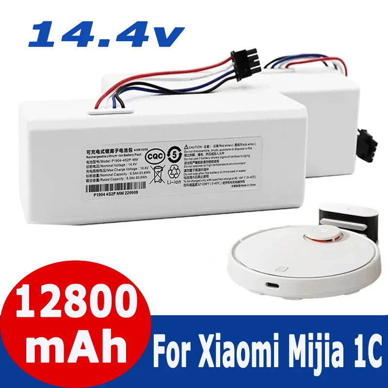14.4V P1904-4S1P-MM Battery For Xiaomi Mijia 1C STYTJ01ZHM Robot Vacuum Mop Cleaner 12800mAh Replacement Battery Accessories