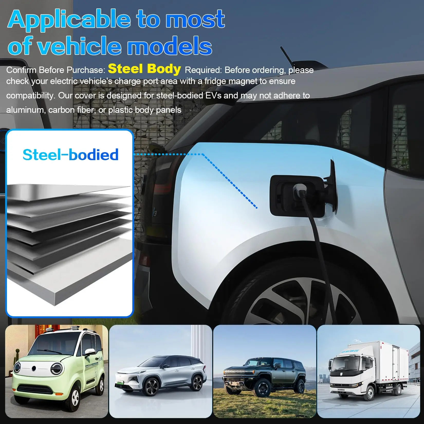 Magnetic Raincoat for Electric Car Charger Steel-Bodied Vehicles Waterproof EV Charging Port Cover Rainproof Snowproof Dustproof