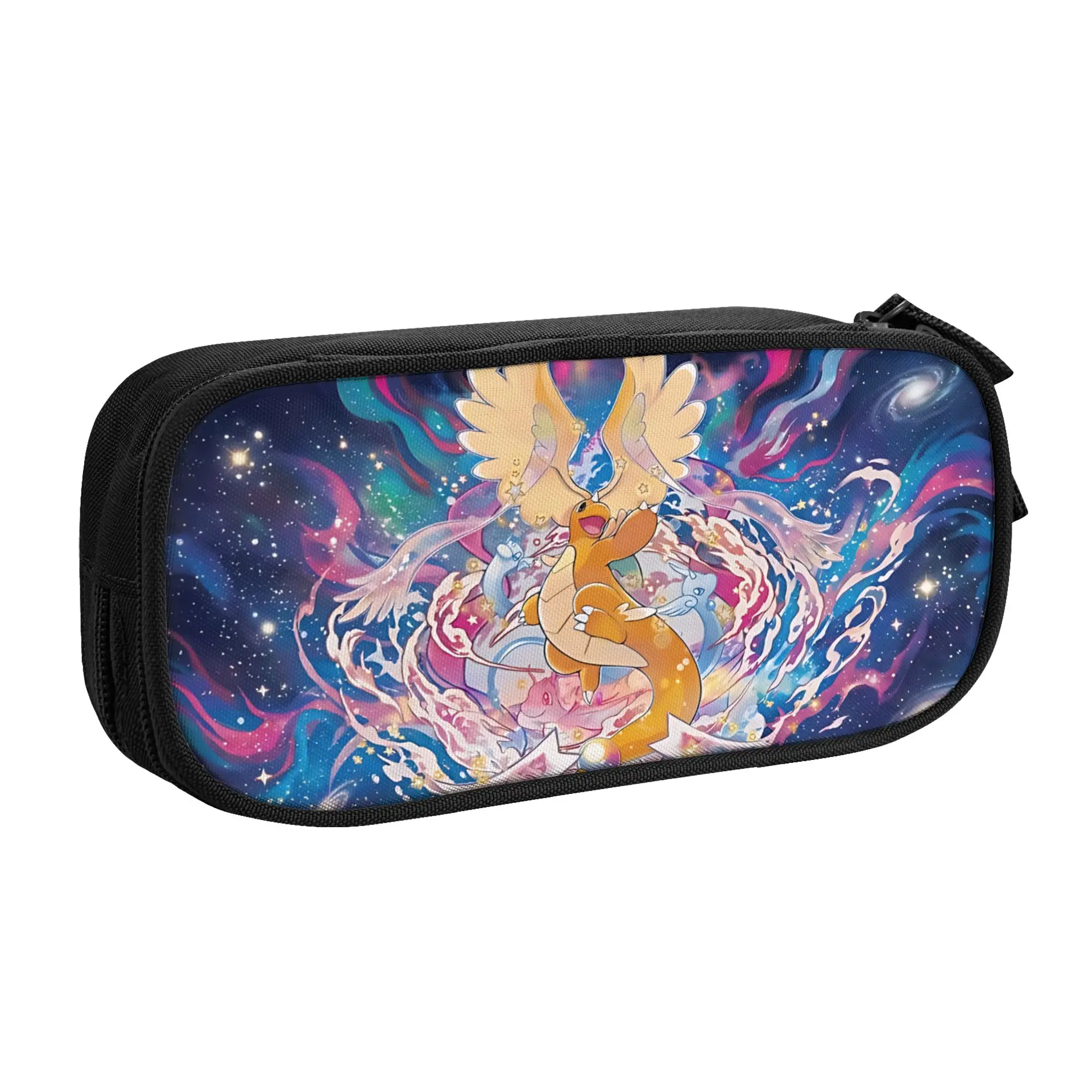 Large Capacity Bags for Child Cartoon Dragonite Cosmic Galaxy Pattern Pokemon Theme Handheld Study Bag for Boys Gilrs Kids