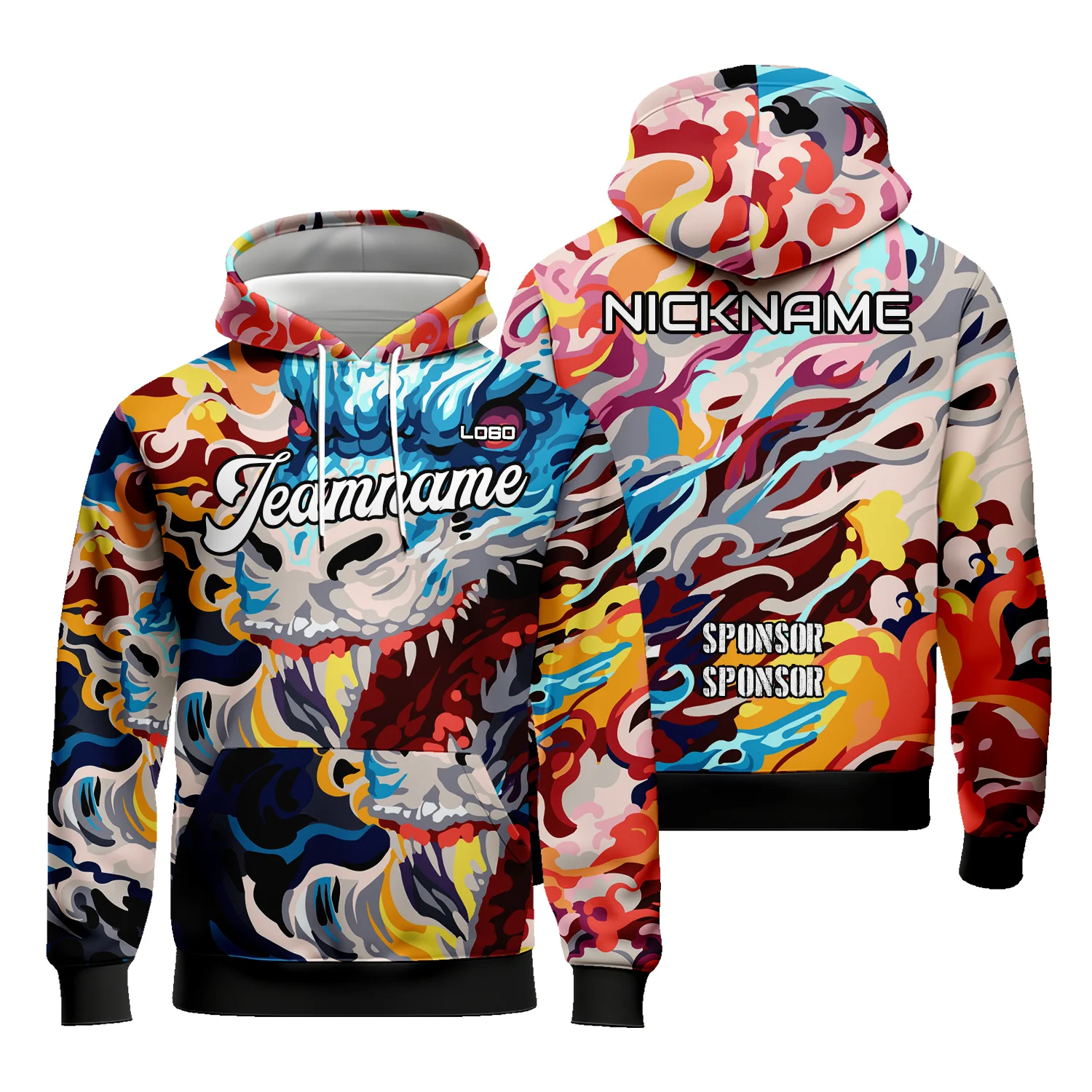 Custom Unisex Animal Graphic Hoodies Sublimation Long Sleeve Sweatshirts with Team Name Number